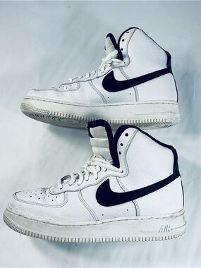 Nike Air Force 1 ‘07 High Top LeatherSneakers CT 2303-100 White Black  Men’s 7.5